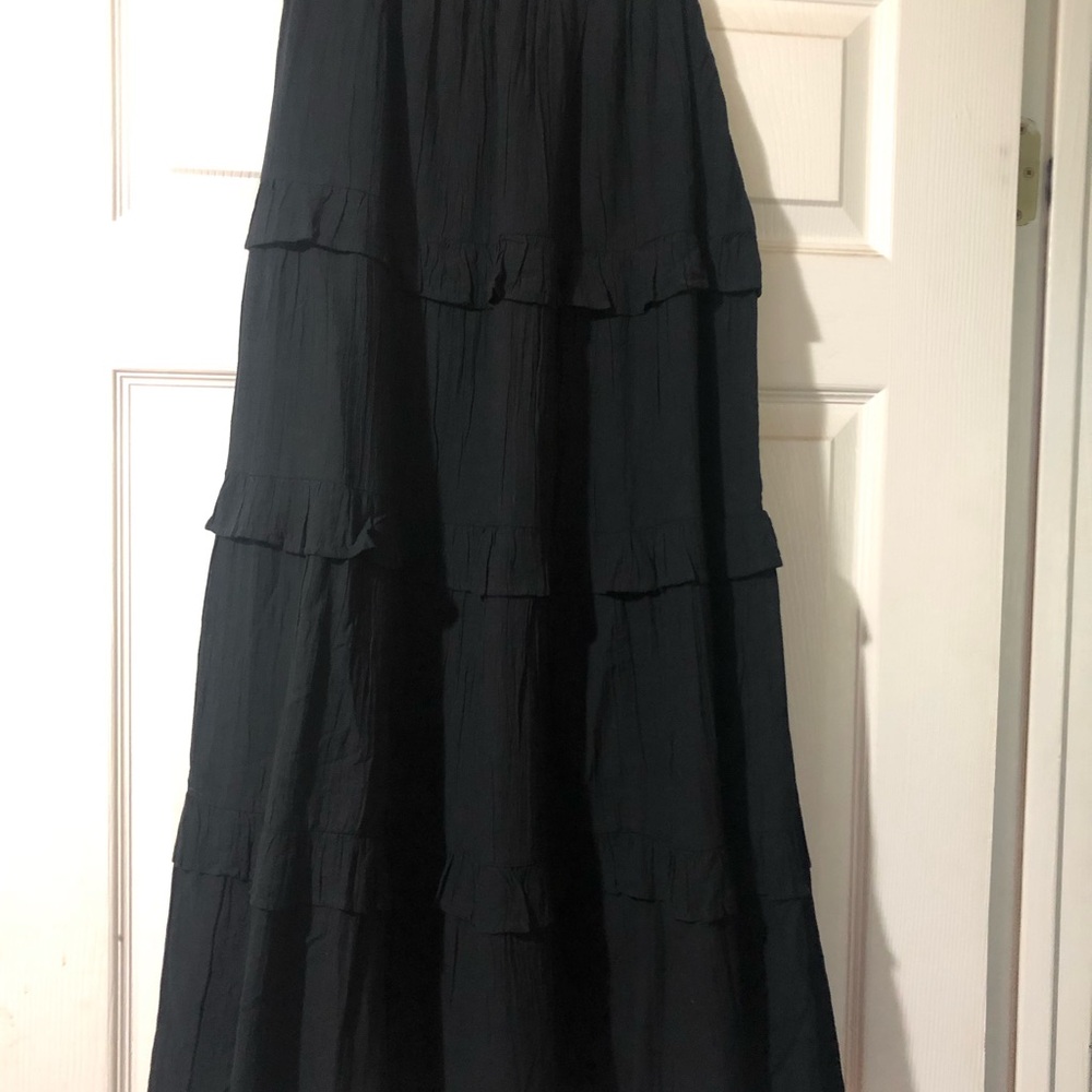 AERIE Black Tiered Maxi Skirt - Women's Classic Flow